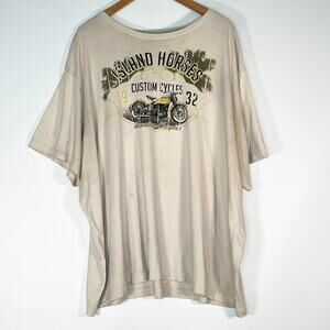 Island Horses Custom Motorcycles Cream T-shirt Graphic Tee Shirt Men